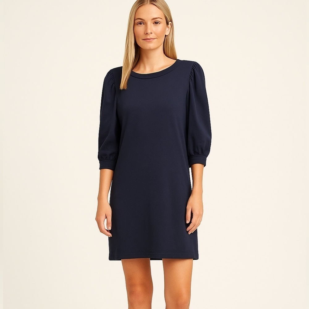 Row A Navy Puff Sleeve Shift Dress – Size L